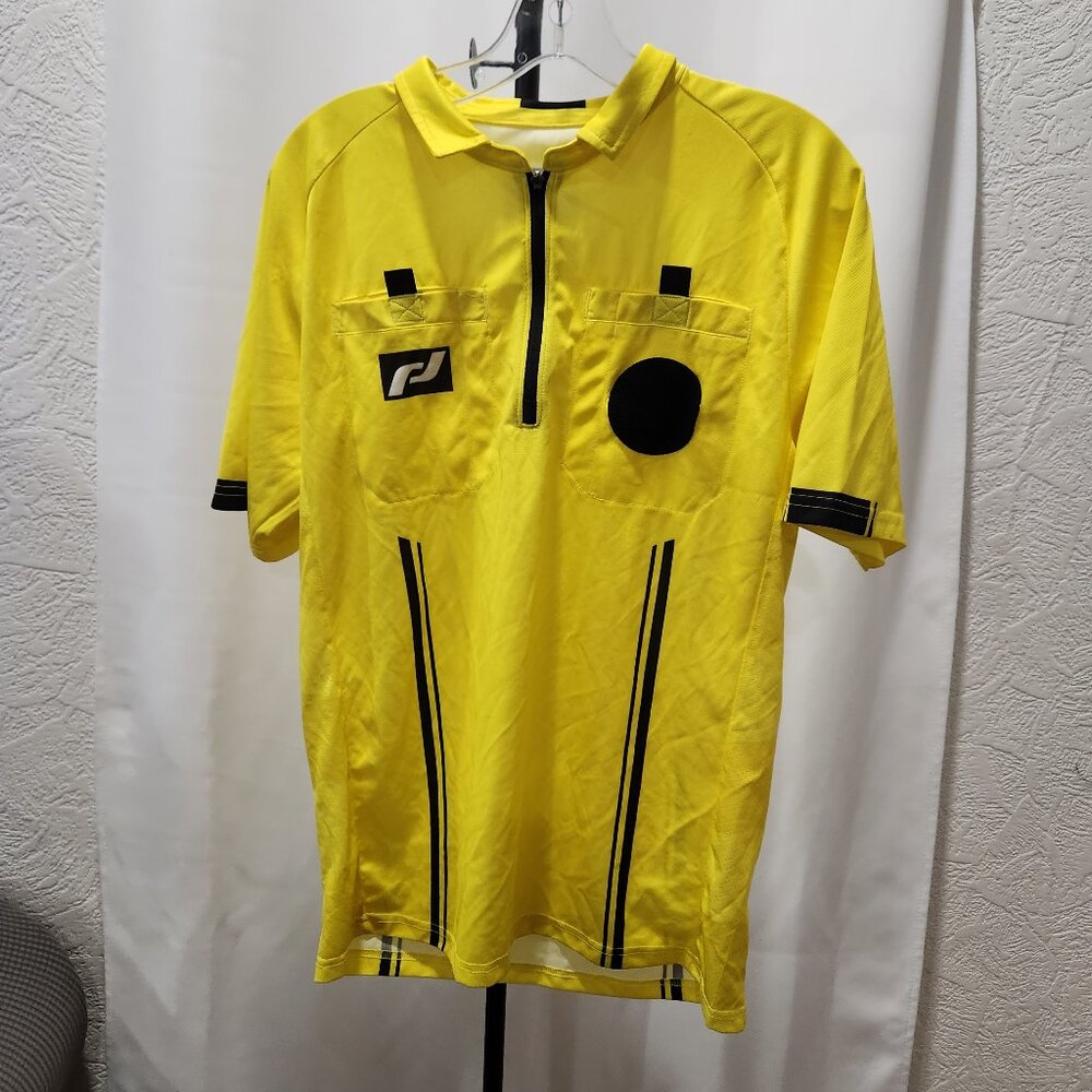 Soccer referee Yellow and black Sweat wicking athletic jersey tee shirt